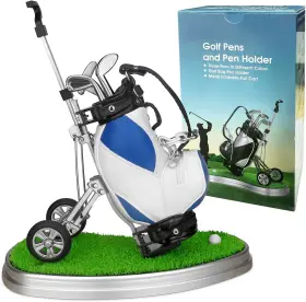 10l0l 445003936902 Mini Golf Bag Desk Decor With 3 Club Pens - Perfect Gift For Golfers