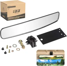 10l0l 688209787214 Universal Golf Cart Rear View Mirror - 16.5 Inch Extra Wide Panoramic 270 Degr