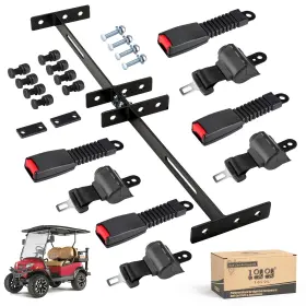 10l0l 688209790542 Universal Retractable Golf Cart Seat Belt Kit 35 Inch X 6.9 Black