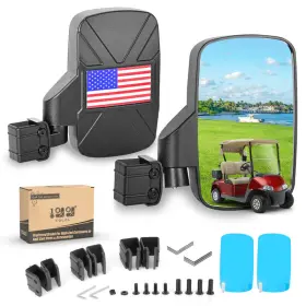B0d95xjwf2 10l0l Golf Cart Side Mirrors No-drilling Universal Fit For Yamaha/club Car/ezgo