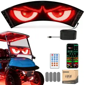 B0f7xlqg1v 10l0l Golf Cart Led Devil Eyes Light Sign 23x5 Fan-shaped Programmable Flexible