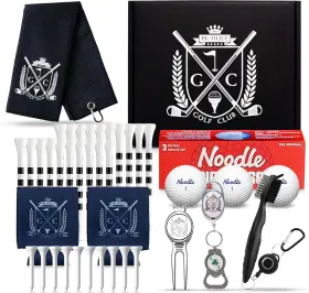 19th Hole 445006685685 Golf Essentials Kit Must-have Accessories Towel Club Brush Ball Marker Di