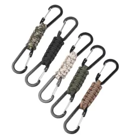 S1127 Ackeivto 5 Pack Paracord Keychain Carabiner Clips Lanyard Hanger With Chain Hooks Heav