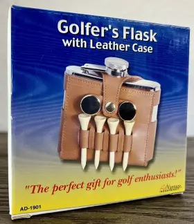 Ad1901 Advantage 31570 New Golfer Flask With Leather Case And Golf Accessories 9 Pcs