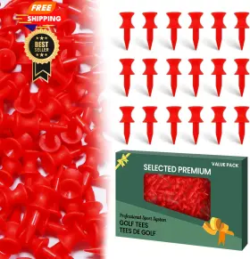 Amy Sport 077063337800 Golf Tees Step Down Plastic Unbreakable 50 Pack 1 1/4 Inch In Red