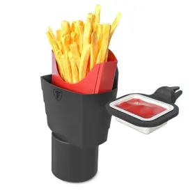 Aa0075-bka Argento Sc French Fry Holder With Dipping Sauce Container For Cars - Universal Mounted