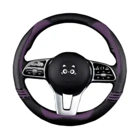 007-purple Baiyuan 2022swc01 Steering Wheel Covers With Leather And Anti-slip Rubber Ring 007-purple/black