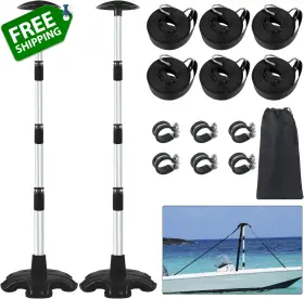 Balava 726084222236 Boat Cover Support Poles 2 Pack Height Adjustable Aluminum Pole With Non