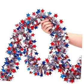 Baolaiballoon 769271824165 52.5ft Patriotic Glitter Tinsel Garland Decor Red White And Blue Star