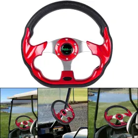 Stw031-red-us Batu 12.5inch Red Golf Cart Steering Wheel For Ezgo Txt Rxv Yamaha And Club Car
