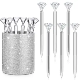 Bbto-fnh-7384305 Bbto Pen Holder With 6 Pcs Bling Diamond Pens Pencil Cups For Desk Glitter