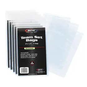 Bcw 722626037962 Resealable Team Set Bags 500 Count Holds 35 Loose Cards Or 5 Clear