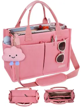 Bd6w24065np3641us Besbesme Canvas Tote Bag For Women With Zipper And Compartments Large Work