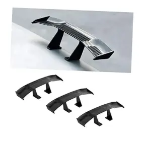 Blau Grun 750110188104 3pcs Car Mini Spoiler Wing 6.7 Inch Universal Tail Carbon Black