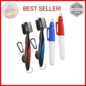 Borogo 659944391816 2pcs Golf Club Brush Groove Cleaner With 2 Ft Retractable Zip-line And Aluminum