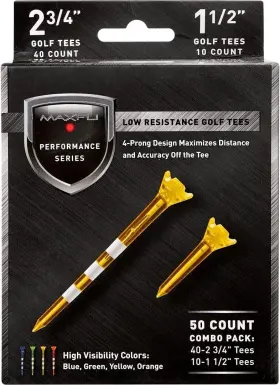 Mx376 Brand Maxfli Performance Series Low Resistance Golf Tees - 50 Pack