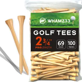 Whamz33 Brand W 192408520010 Professional Wooden Golf Tees 2 3/4 Inch Tee Pack Of 100 2-3/4 Natural