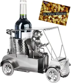 Brubaker 251219646374 Bottle Holder Female Golf Player In Cart - Silver Metal Sculptu