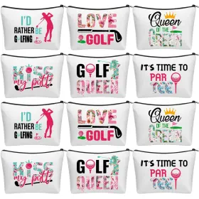 Chs-bulyoou-130 Bulyoou 12 Pcs Golf Gifts For Women Female Cosmetic Bags Golfer Makeup Bag Canvas Toi