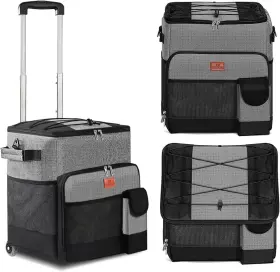 By-j 717967196362 45 Can Large Rolling Cooler Leakproof Insulated Soft Bag With Gray