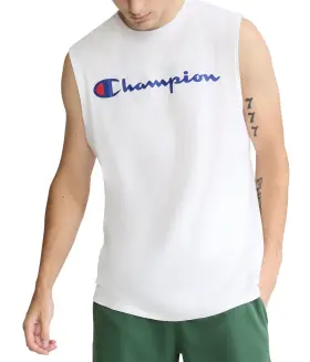 Gt22h-045-l Champion Mens Classic Jersey Muscle Tee Large White - Script Logo