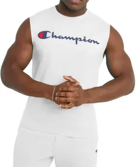 Gt22h-y07718 Champion Classic Jersey Muscle T-shirt X-large White - Script Logo