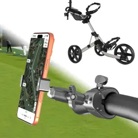 Charchendo B0gcdr6ct7 No-shake Golf Push Cart Phone Holder - Wide 0.7 Deep Clamp For Thick