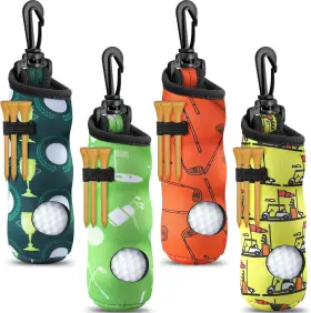 Chivao 744759053923 4 Pieces Golf Tee Holder Ball Carry Bag Pouch Keychain Belt Cli