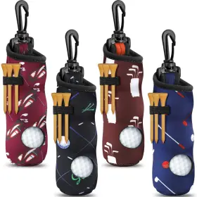 B0cqchnqyn Chivao 4pcs Golf Tee Holder Ball Carry Bag Pouch Keychain Belt Clip Golfers