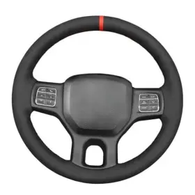 2us-alr21506002-qm Chongqing Qimo E-commerce Co. Ltd Hand Stitch Car Steering Wheel Protector Wrap Red Mesh Alcantara&red Marker