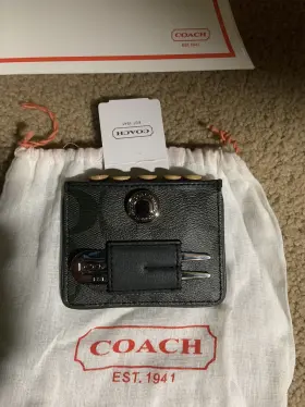 Coach 886382774087 Golf Set With Tees Ball Marker And Divot Tool New Tags Coral Gray