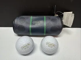 F63424 Coach Golf Ball Holder Navy/green With Two Balls