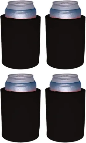 Coolie Junction 785123813675 Blank Thick Foam Old School Can Cooler 4 Pack Black 12oz
