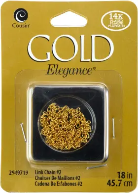 2949719 Cousinsdiy 3 Pack Cousin 14k Plated Gold Elegance Beads And Findings-chain #2 18 Inch 1/pkg 29497