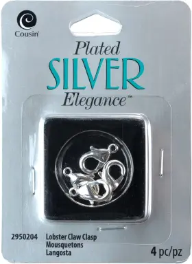 A50026lh-0204 Cousinsdiy Cousindiy Plated Silver Elegance Metal Findings-lobster Claws 15mm 4/pkg A50026l
