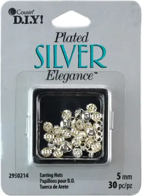 A50026m7-0214 Cousinsdiy 3 Pack Cousin Plated Silver Elegance Metal Findings-earring Nuts 5mm 30/pkg A500