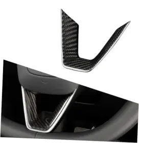 Refreshed301 Create Carbon Real Fiber Steering Wheel Panel Cover Fit For Tesla Gloss Twill Weave