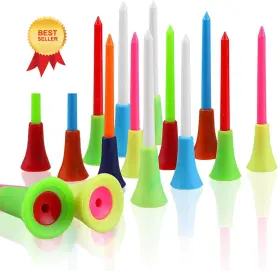 Crestgolf 718460219640 Rubber Cushion Top Plastic Golf Tees Mixed Colors 2-3/4 Inch