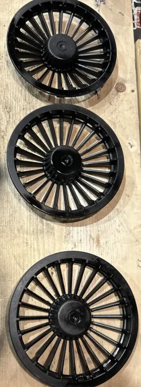 Cap-002 Cycle Country Used Black 8 Inch Golf Cart Hub Caps - Ezgo Club Car Yamaha Set Of 3 Wheel Covers