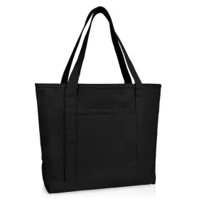 Dalix 193262161753 Womens 23 Inch Deluxe 24 Oz. Cotton Canvas Tote Bag Zippered In Black