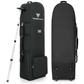 Dr25-bk-g Darekuku Golf Travel Bags For Airlines With Adjustable Support Rod And Detachable Shou