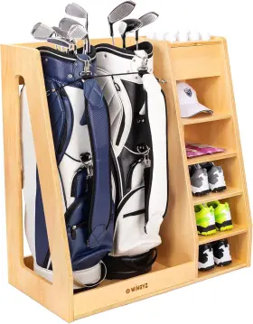 56698 Darespace Golf Bag Storage Garage Organizer Premium Wooden 2 Bags Rack Trunk