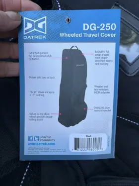 Dg-250 Datrek New In Box Wheeled Golf Bag Travel Cover Black Smooth Roller
