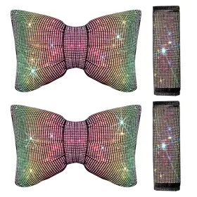 Dayutech 600209527591 4 Pack Set Bling Car Accessories For Women 2pcs Head Rest Neck Cus