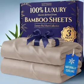Taupe3pcstwin Decolure 100% Viscose Derived From Bamboo Sheets Twin Size - Luxury 3 Pc Natu