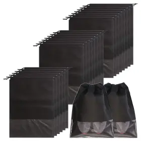 Diommell 767665376221 24pcs Travel Shoe Bags Non-woven With Rope For Men And Women Large Shoes Stor