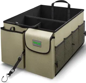 Drive 635635176488 - Car Trunk Organizer Collapsible Multi-compartment Automotive Tan