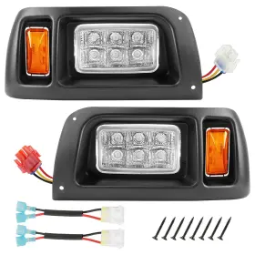 B0cl456ncx Drive Up Club Car Ds Golf Cart Led Headlights Kit - 1993-up Gas/electric 12v