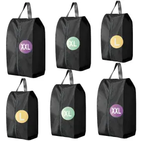 Dcsb-6bk Dualcrown 6 Pack Foldable Shoe Bag For Travel Of 3 Size In One Set With Zipper Closure