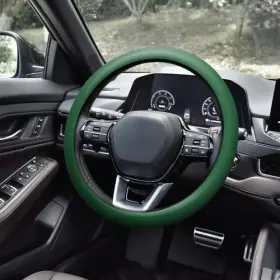 Qp5113 Dwarfoo Car Steering Wheel Cover Soft Odorless Silicone Leather Texture Dark Green